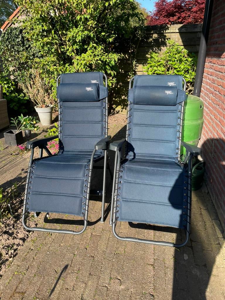 Crespo air de luxe ligstoel. Blauw, Caravans en Kamperen, Kampeermeubelen, Ophalen, Zo goed als nieuw, Campingstoel