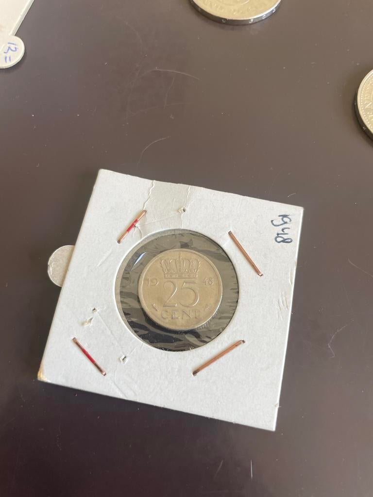 25 cent Nederland 1948 - Uitmuntende staat, Postzegels en Munten, Munten | Nederland, Losse munt, 25 cent, Koningin Wilhelmina