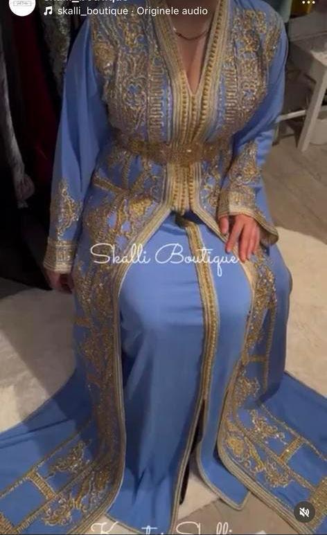 Takshita volbewerkt blauw, Overige typen, Blauw, Maat 46/48 (XL) of groter, Ophalen of Verzenden