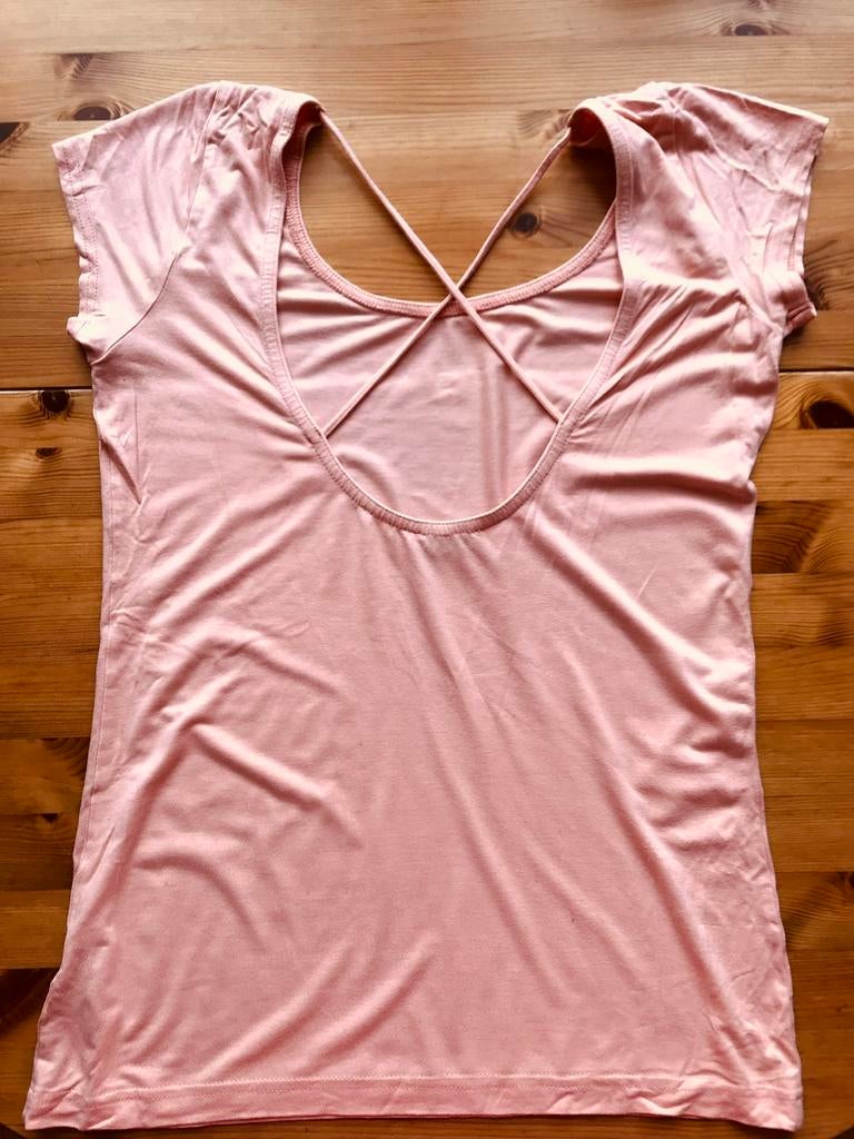 H&M Trend 40 zalmroze top open rug kruisbandjes egf studio, Maat 38/40 (M), H&M, Ophalen of Verzenden, Zo goed als nieuw