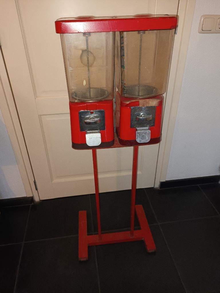 vintage kauwgomballenautomaat rood, Ophalen, Gebruikt, Nvt, Nvt
