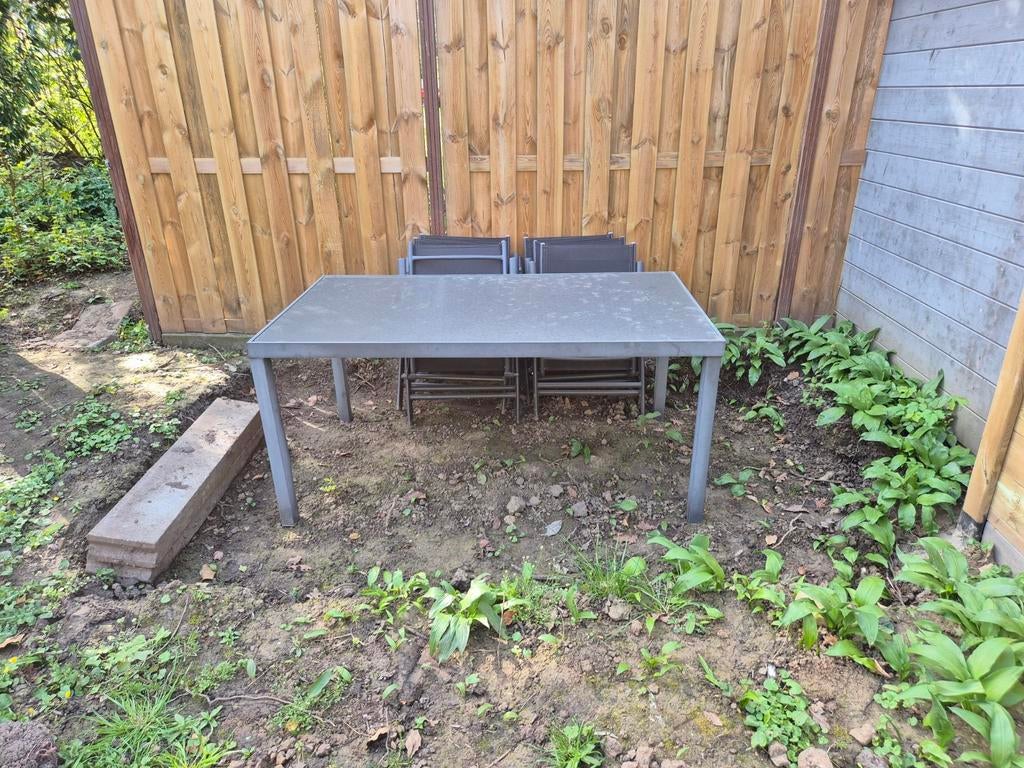Gratis tuintafel (160x90) met glazen blad, Ophalen of Verzenden, Gebruikt, Rechthoekig, Aluminium