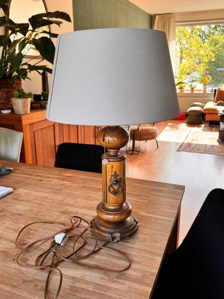Vintage lamp hout, Ophalen, Zo goed als nieuw, Hout, Minder dan 50 cm