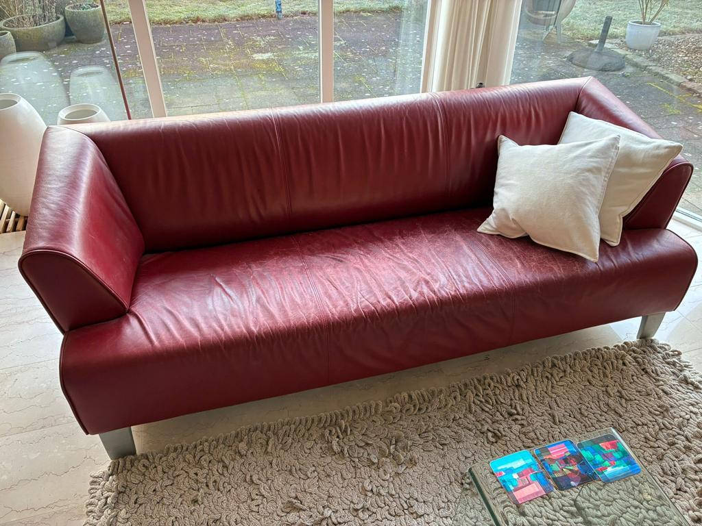 Gratis: Leren bank en 2 leren stoelen, Ophalen, Gebruikt, Minder dan 75 cm, Leer