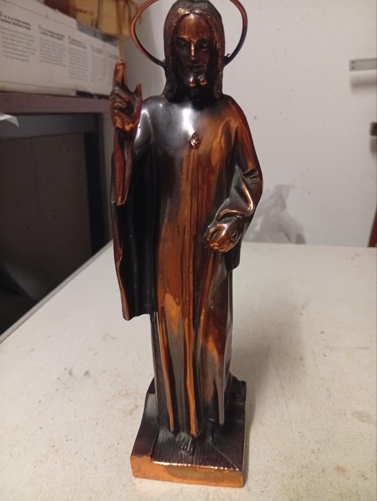 Vintage metalen Jezus Christus Beeld - Religieuze Kunst, Ophalen of Verzenden