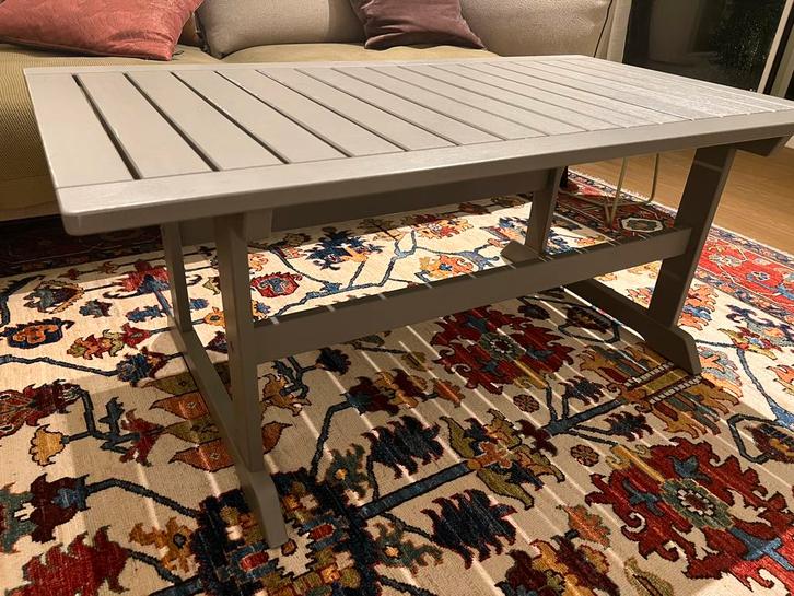 IKEA BONDHOLMEN Salontafel (Grijs) - Altijd binnen gestaan!, Tuin en Terras, Tuintafels, Zo goed als nieuw, Rechthoekig, Hout