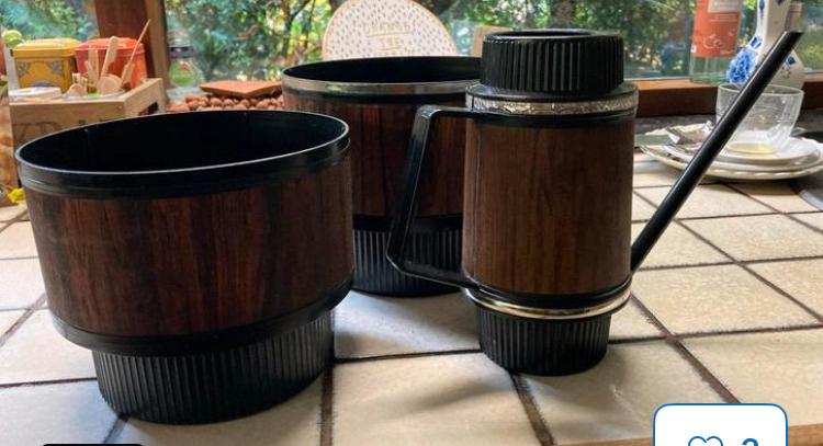 Vintage gieter met imitatie Houten Design, schultz, beccon ?, Ophalen of Verzenden, Zo goed als nieuw, Kunststof