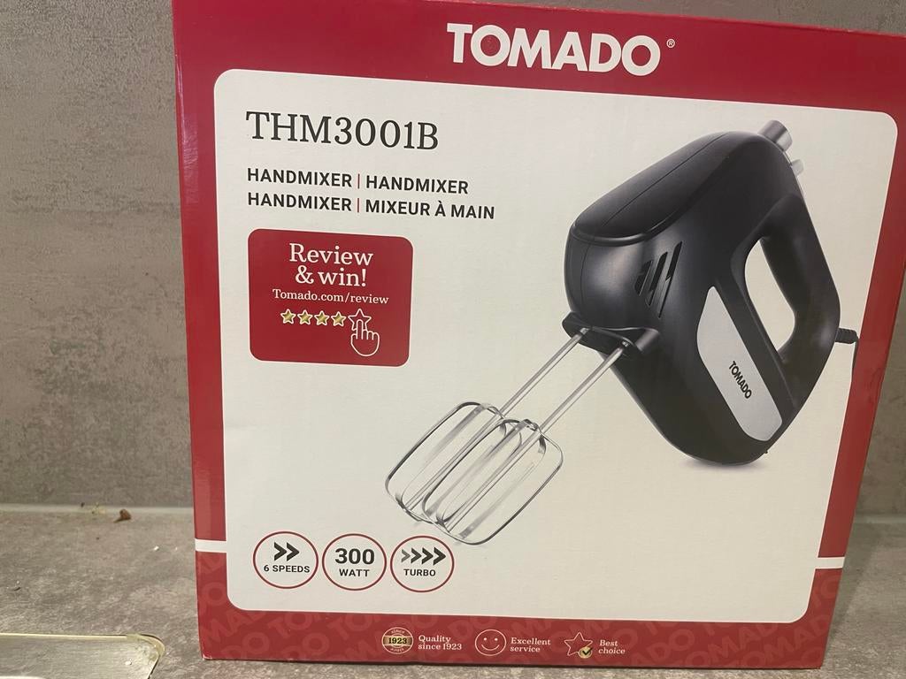 Tomado Handmixer THM3001B - Nieuw in verpakking, Ophalen, Nieuw, Vaatwasserbestendig, 3 snelheden of meer