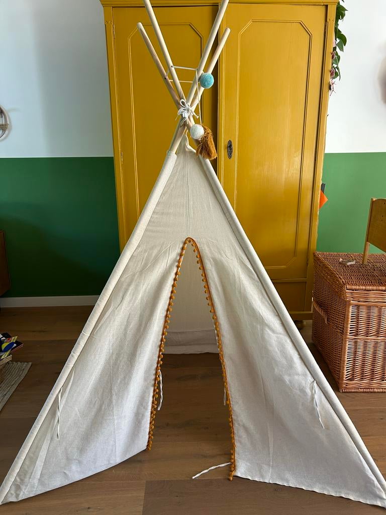 Kinder wigwam tent - 130 cm breed, 120 cm stahoogte, Ophalen, Zo goed als nieuw