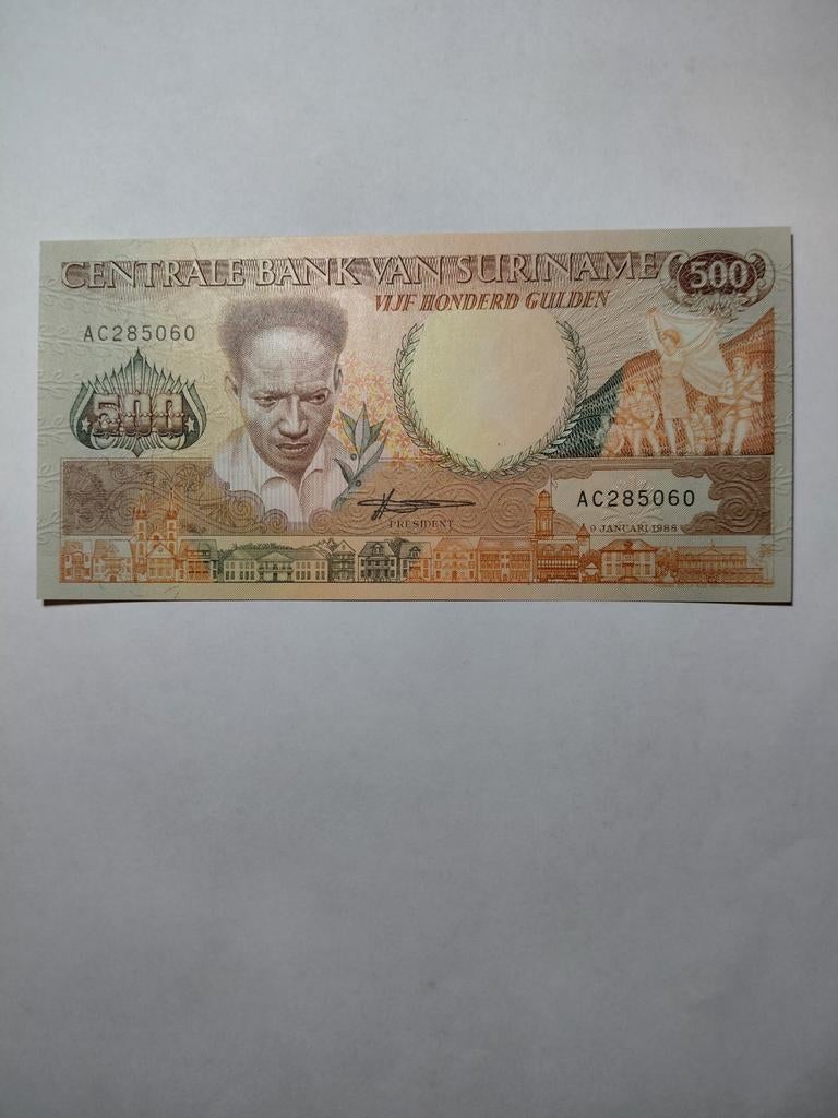 Suriname 500 gulden 1988 unc, Postzegels en Munten, Bankbiljetten | Amerika, Ophalen of Verzenden, Zuid-Amerika