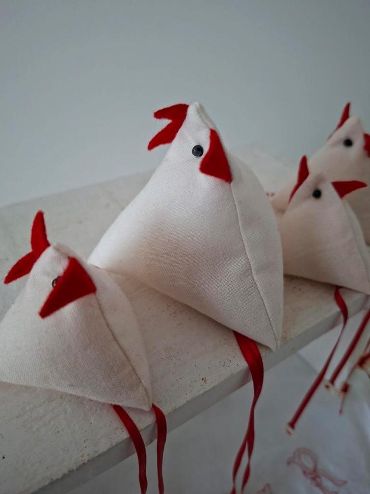 🐔 Schattige decoratieve stoffen kippetjes - set van 4, Diversen, Pasen, Zo goed als nieuw, Ophalen of Verzenden