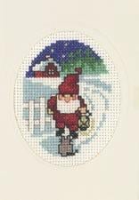 Borduurpakket Kerstkaart kerstman bij hek 9275, Geen, Geen, Nieuw, Ophalen of Verzenden