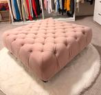 Roze fluwelen poef/voetenbank, Vierkant, Ophalen of Verzenden, Zo goed als nieuw, 75 tot 100 cm
