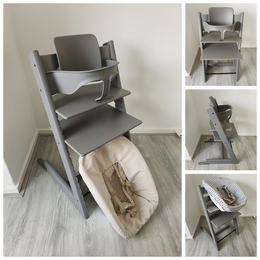 ZGAN! Stokke Tripp Trapp storm grey+babyset,newbornset,hoes, Kinderen en Baby's, Ophalen of Verzenden, Zo goed als nieuw, Stokke Tripp Trapp