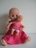 Schattige pop 36 cm met mini-popje Zapf Creation jurk, Ophalen of Verzenden, Gebruikt, Babypop