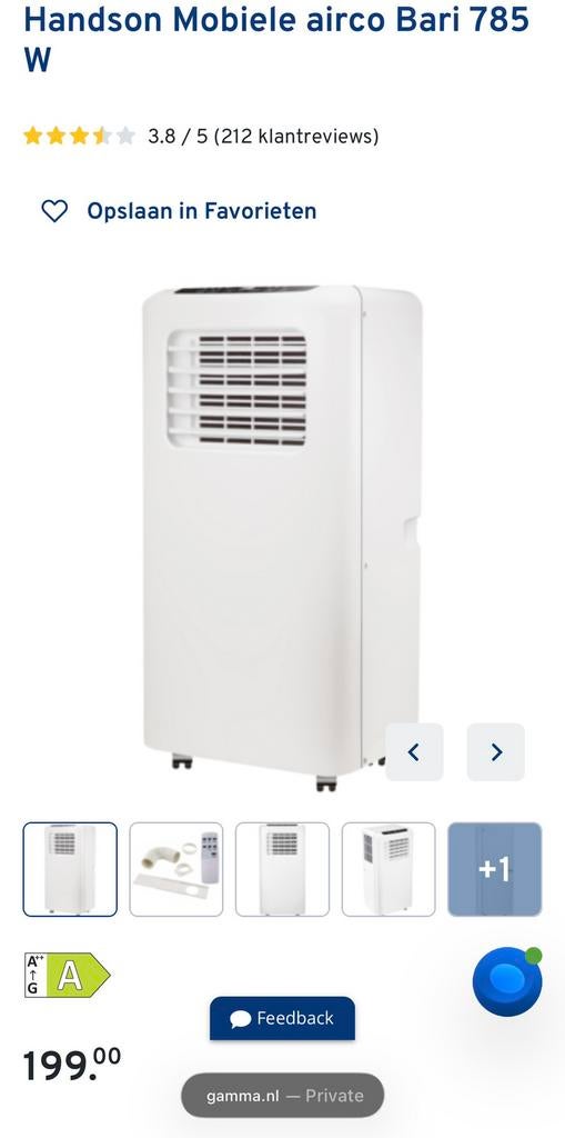 Handson Mobiele airco Bari 785 W 700btu, Witgoed en Apparatuur, Airco's, Ophalen