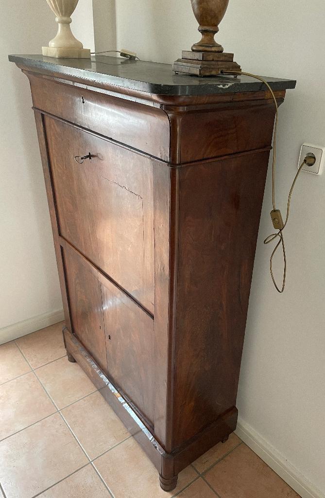 Napoleontische mahonie kast met bureau, Antiek en Kunst, Ophalen