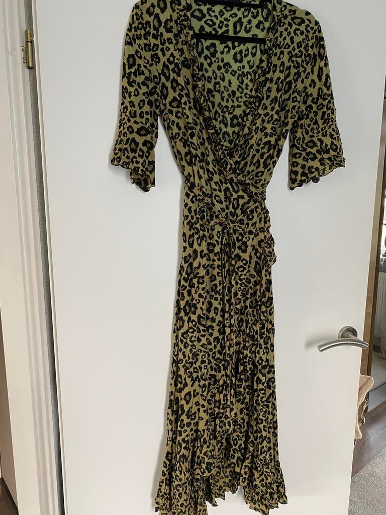 Bindi jurk met luipaardprint, maat S/M, Kleding | Dames, Ophalen of Verzenden, Maat 36 (S), Gedragen, Onder de knie