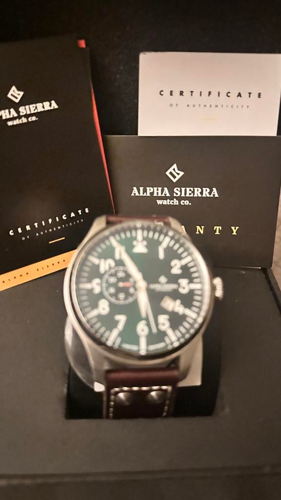 Alpha Sierra Horloge - Zo goed als nieuw, Overige merken, Leer, Staal, Polshorloge
