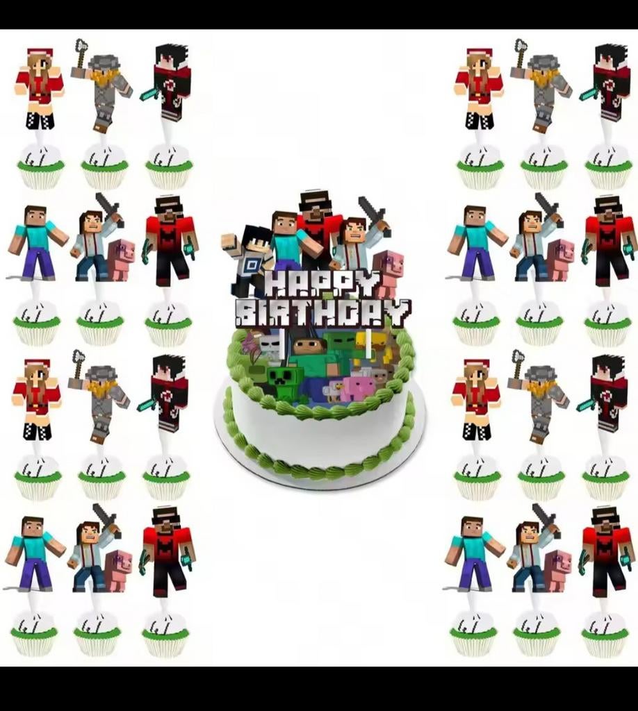 Minecraft Taartdecoratie en Cupcake Toppers Set, Ophalen, Nieuw, Taarten of Cupcakes, Versiering