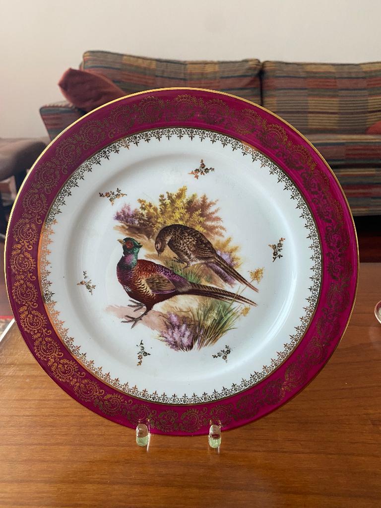 Limoges porseleine bord met fazanten jaren 60 vintage, Ophalen of Verzenden