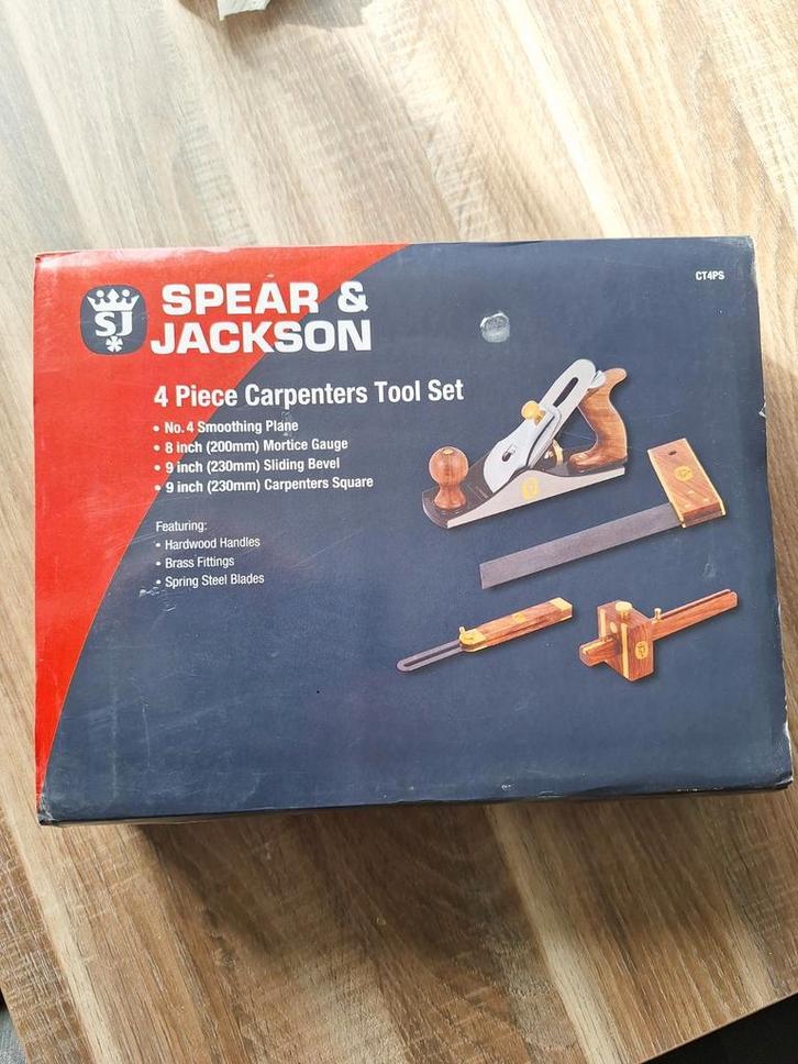 Spear & Jackson Houtbewerkingsset 4-delig in houten koffer, Doe-het-zelf en Verbouw, Gereedschap | Handgereedschap, Nieuw, Ophalen of Verzenden