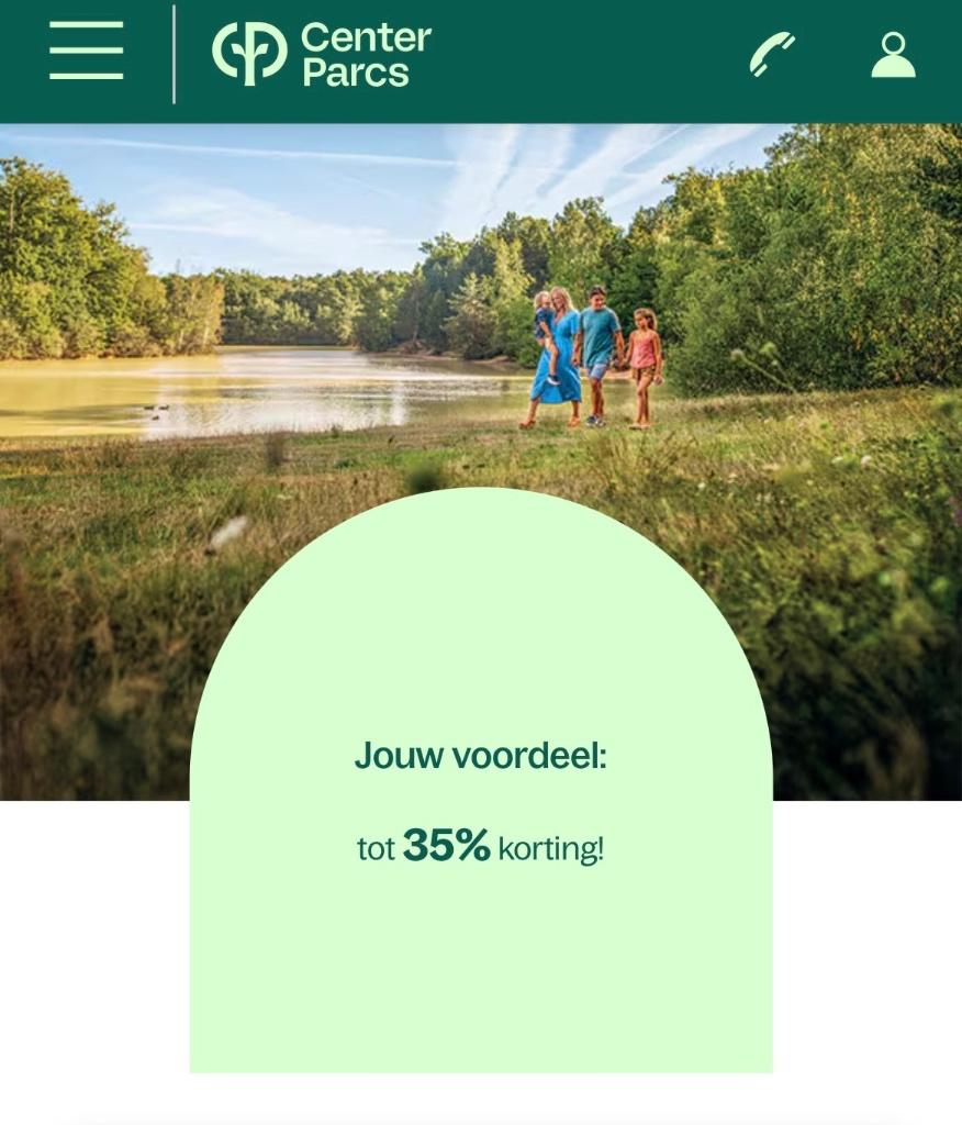 Korting centerparcs, Tickets en Kaartjes, Kortingen en Cadeaubonnen, Drie personen of meer, Kortingsbon, Bungalowpark