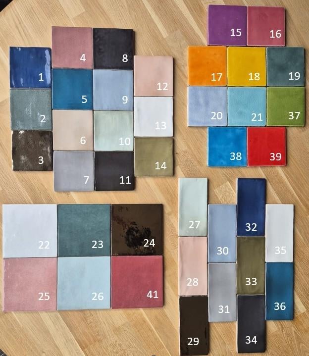 Blanco tegeltjes *bundelkorting* 40 kleuren 10x10 cm 13x13cm, Nieuw, Minder dan 20 cm, Minder dan 5 m², Wandtegels