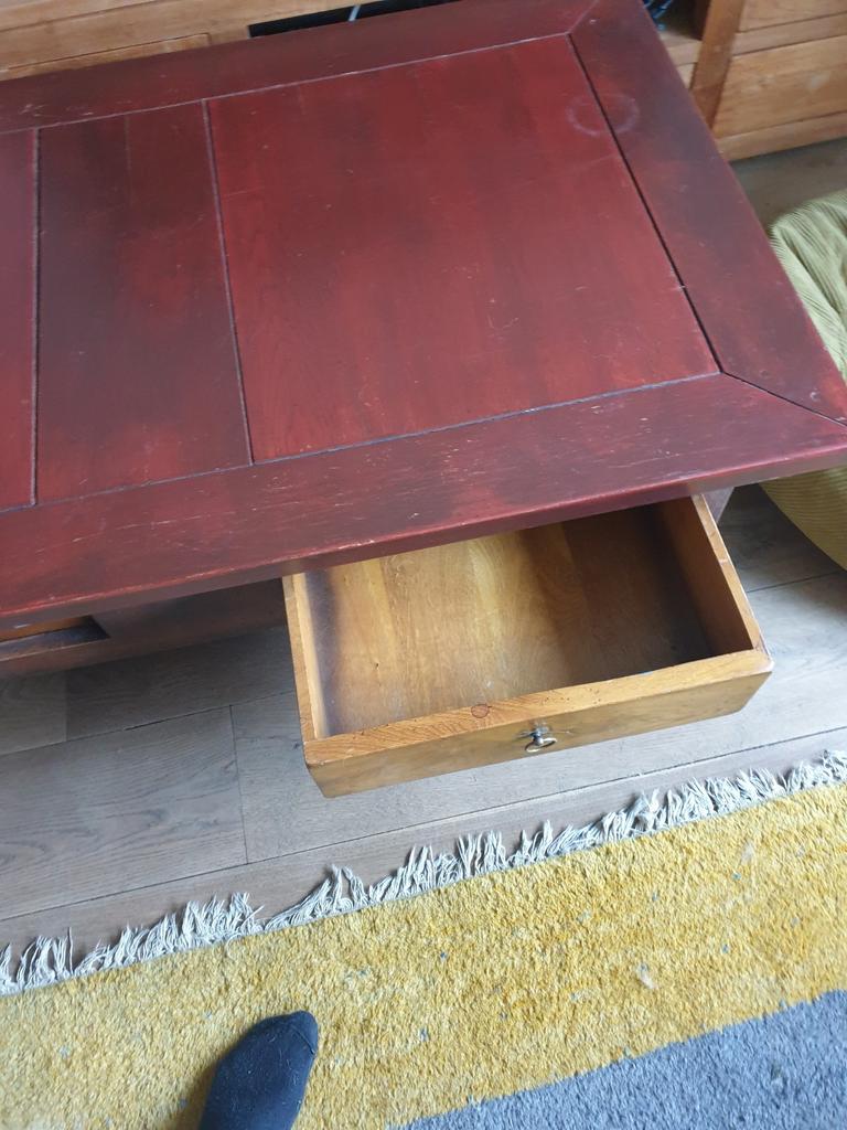 Antieke houten salontafel, Huis en Inrichting, Tafels | Salontafels, Ophalen, Gebruikt, 100 tot 150 cm, 50 tot 100 cm