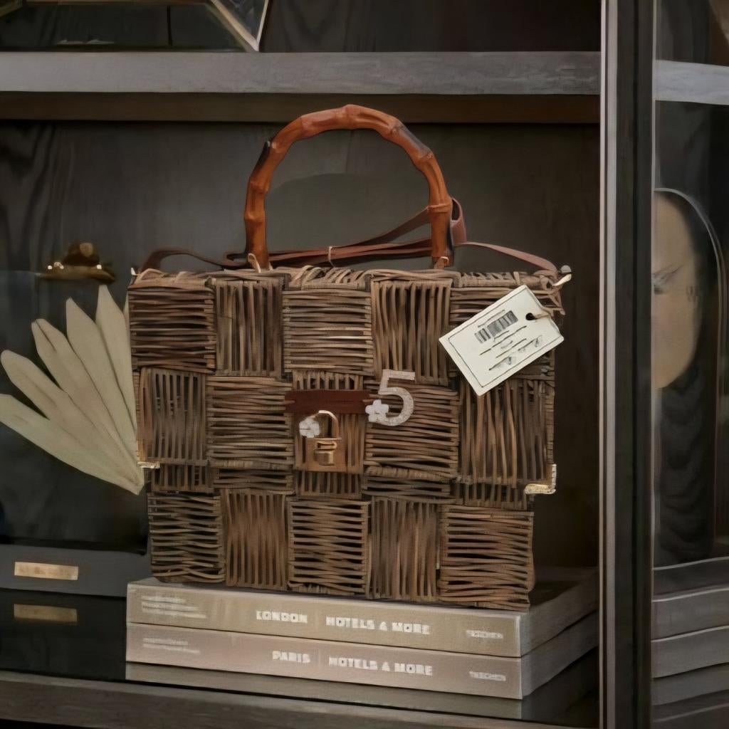 Rivièra maison ** rustic rattan hand bag met n 5 ASSCOIRES, Ophalen of Verzenden, Nieuw