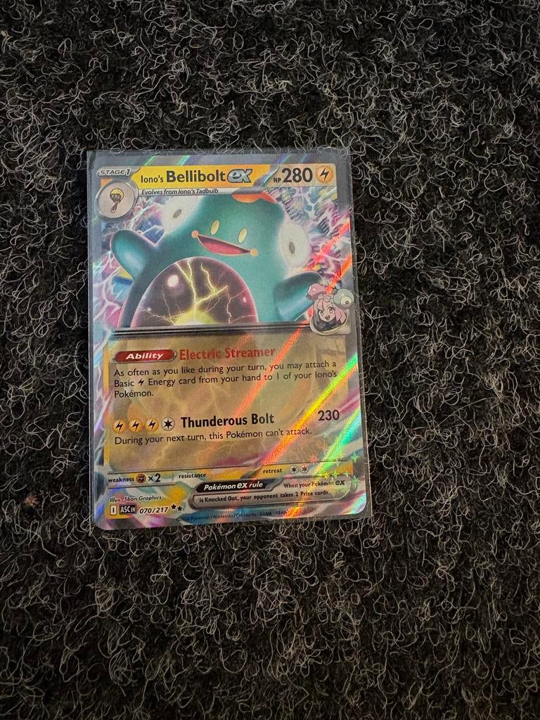 Iono's Bellibolt ex 070/217 Pokémon Kaart, Ophalen of Verzenden, Zo goed als nieuw, Losse kaart, Foil