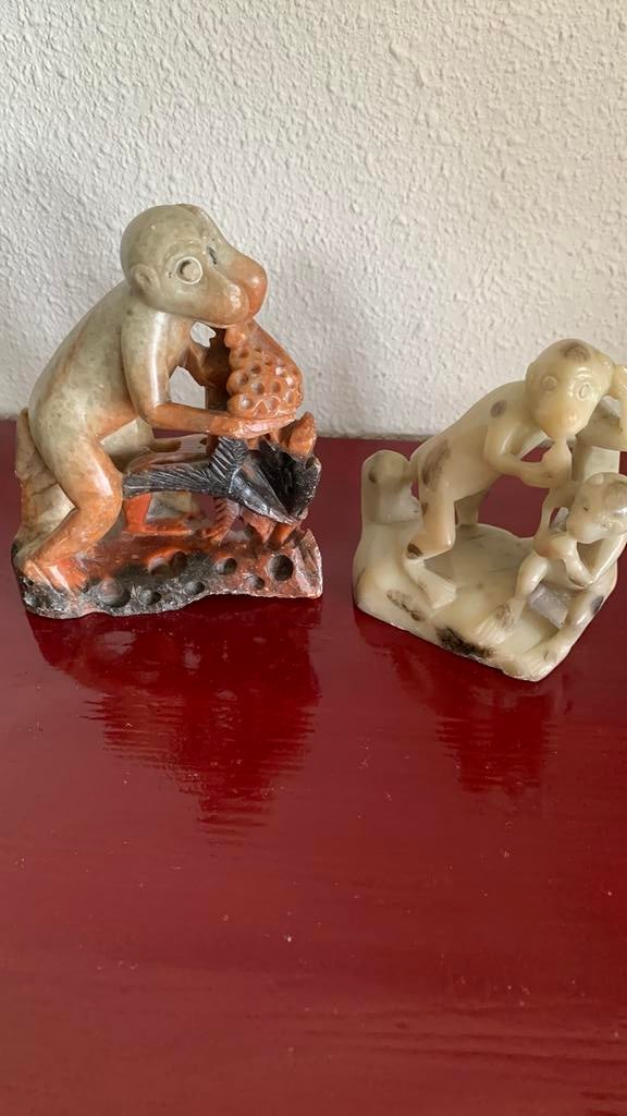 Schattige Aapjes van Speksteen, Antiek en Kunst, Ophalen of Verzenden