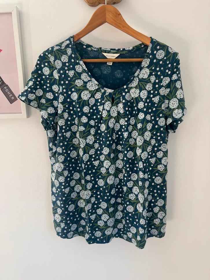 Seasalt Cornwall top met bloemenprint 44, Kleding | Dames, Tops, Gedragen, Maat 42/44 (L), Blauw, Korte mouw, Ophalen of Verzenden