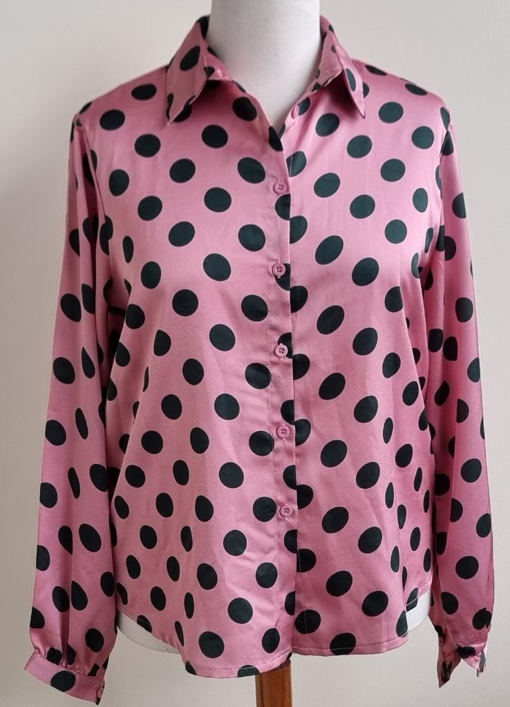 SisterS roze blouse met groene dots mt. L, Maat 42/44 (L), Sisters Point, Ophalen of Verzenden, Zo goed als nieuw