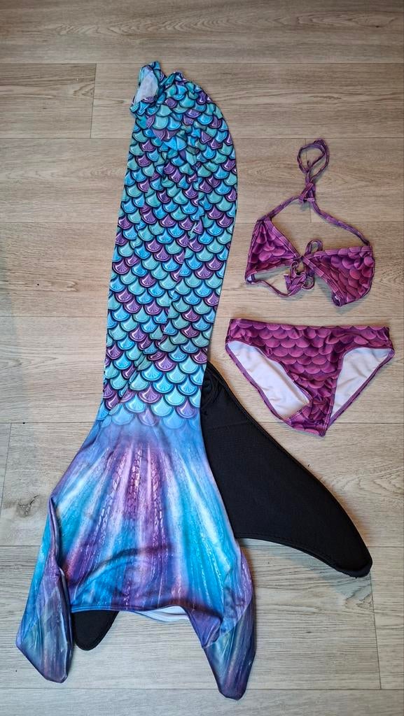 Zeemeerminstaart met bikini en monovin, Kleding | Dames, Badmode en Zwemkleding, Ophalen of Verzenden, Zo goed als nieuw, Blauw