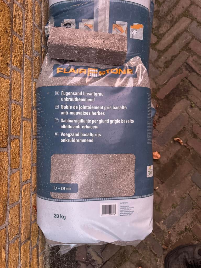Voegzand onkruidremmend 20KG 15 zakken, Ophalen, Zo goed als nieuw, 15 m² of meer, Folie