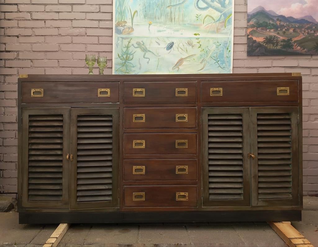 Vintage dressoir sleets, Huis en Inrichting, Kasten | Dressoirs, Ophalen, Gebruikt, Overige houtsoorten, Vintage, apothecary, bohemian