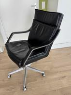 Design directiestoel zwart leer (W. Knoll?) - Gasveer defect, Ophalen, Gebruikt, Zwart, Bureaustoel