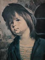 Mid century schilderij Huilende jongen Bragoli 60 x 50 cm, Huis en Inrichting, Woonaccessoires | Schilderijen, Tekeningen en Foto's