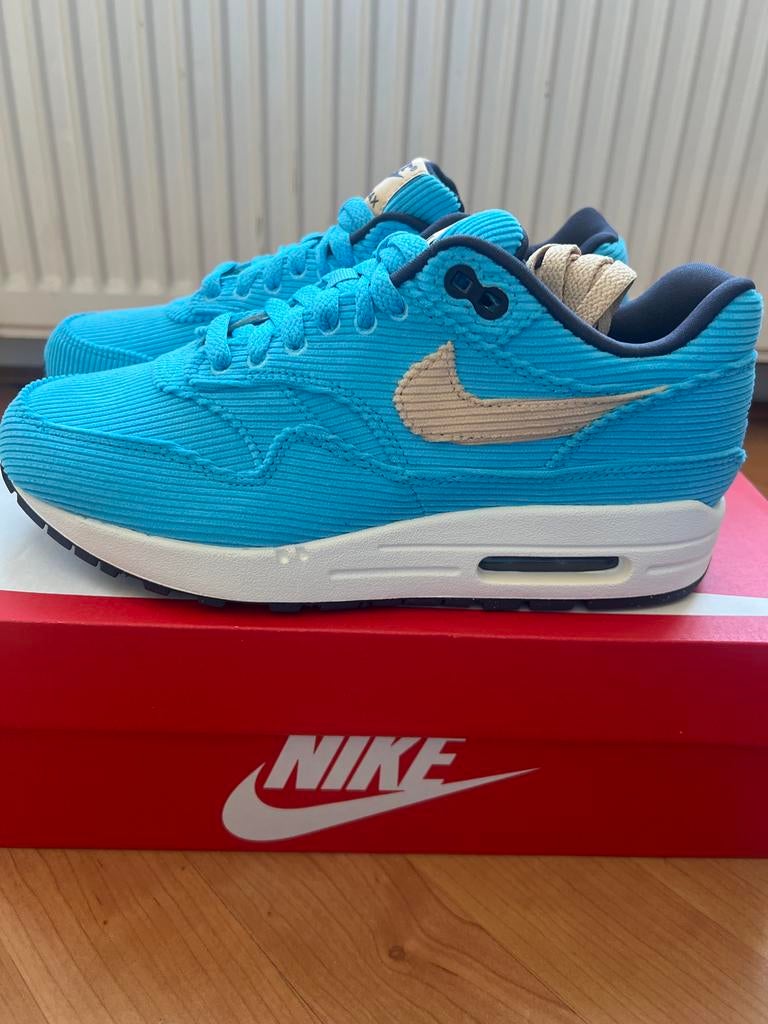 Nike Air Max 1 Corduroy Baltic Blue - Maat 38 - Nieuw, Ophalen of Verzenden, Nieuw, Blauw, Sneakers of Gympen