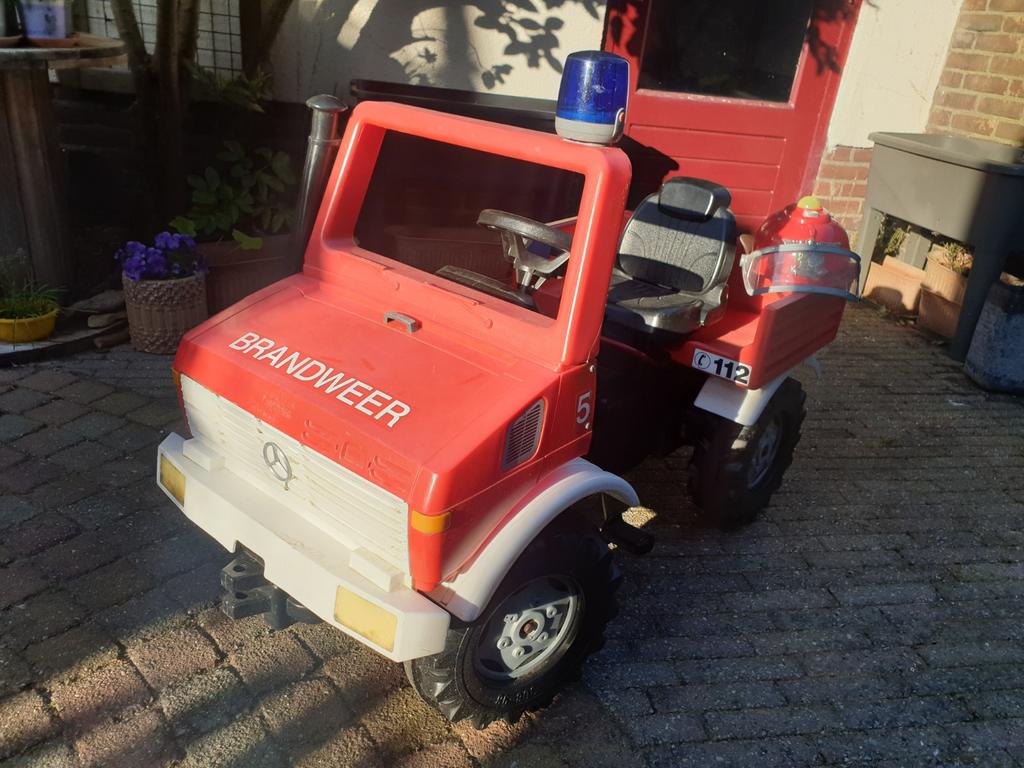 Brandweer Unimog trapauto met zwaailicht, Ophalen of Verzenden, Gebruikt