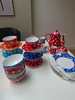 Douwe Egberts Oilily servies stippen high tea, Ophalen of Verzenden, Zo goed als nieuw, Porselein, Overige stijlen