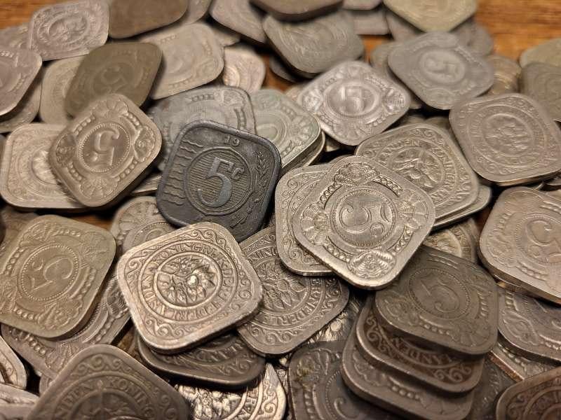 Lot 10 stuks vierkante stuivers 1913-1943, Postzegels en Munten, Munten | Nederland, Setje, 5 cent, Koningin Wilhelmina, Ophalen of Verzenden