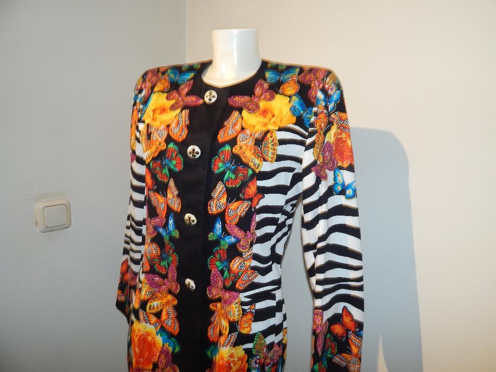 Escada vintage blazer vlinders animal print beeldschoon 40, Maat 38/40 (M), Overige kleuren, Verzenden, Escada