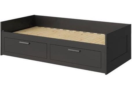 IKEA BRIMNES bedbank met 2 ruime opberglades, Gebruikt, Eenpersoons, Zwart, Ophalen of Verzenden