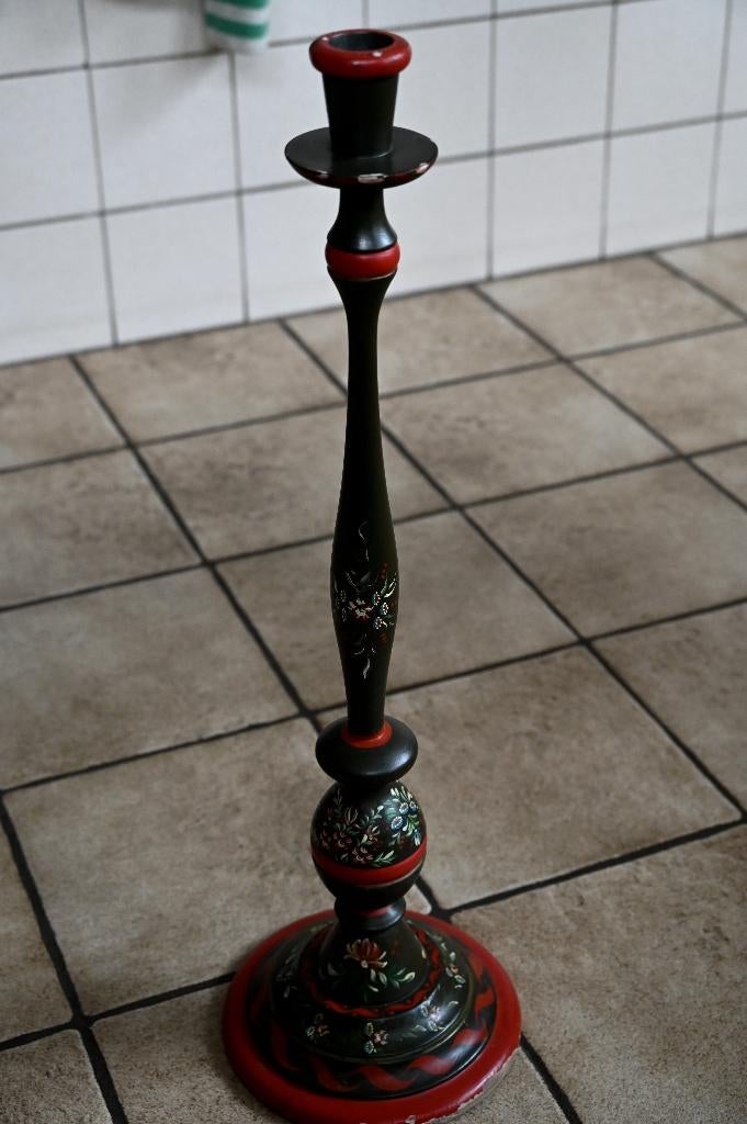 Grote kaarsen kandelaar Hindeloopen !!, Gebruikt, 50 tot 75 cm, Ophalen of Verzenden, Kandelaar