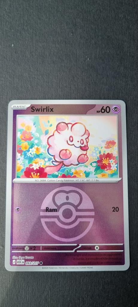 Swirlix Pokéball 093/217 Ascended Heroes (XASC 093), Ophalen of Verzenden, Zo goed als nieuw, Losse kaart