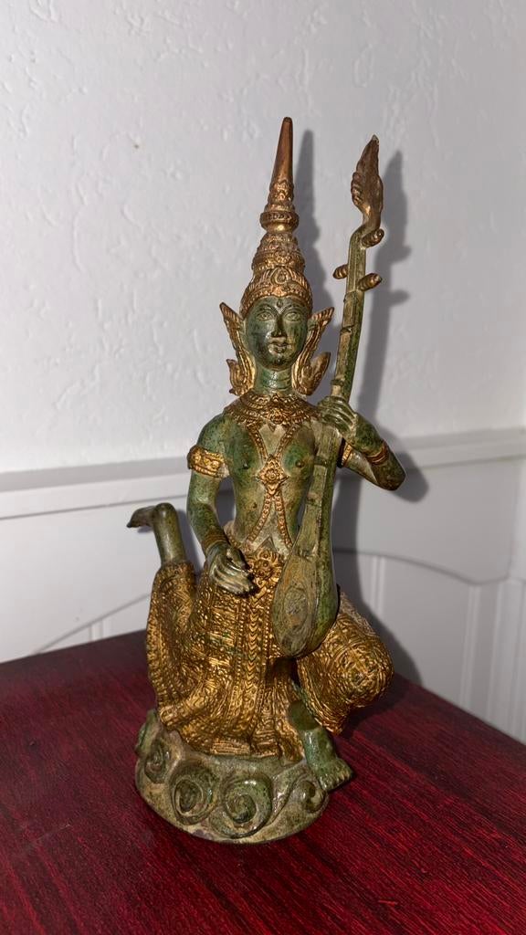 Groen verguld brons Thaise boeddha beeld, Ophalen of Verzenden, Zo goed als nieuw