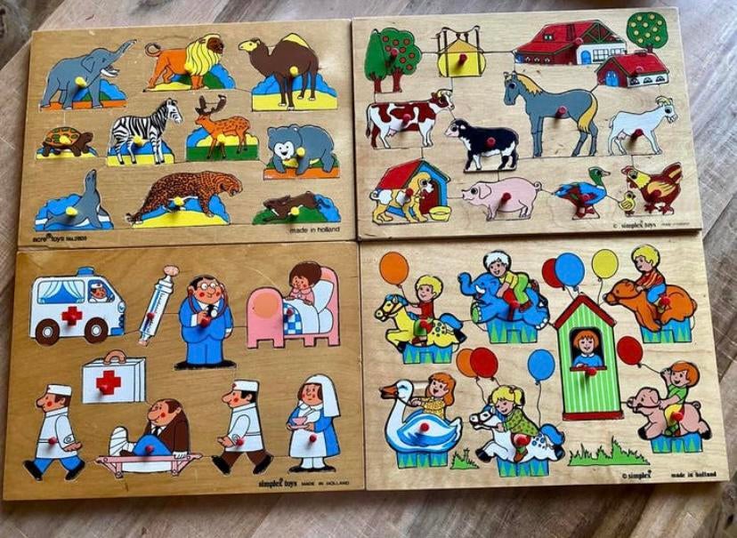 4 houten puzzels, 2 tot 4 jaar, Gebruikt, Ophalen of Verzenden, Van hout