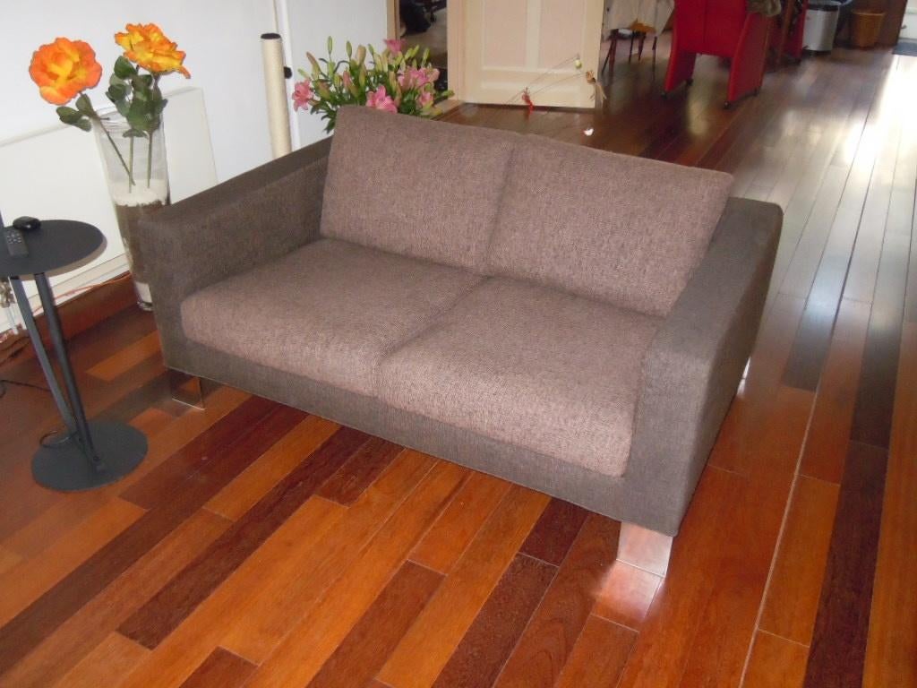 Minotti Pollock  2 +3 zitsbank  2 bruin tinten, 75 tot 100 cm, Ophalen of Verzenden, Zo goed als nieuw, Rechte bank